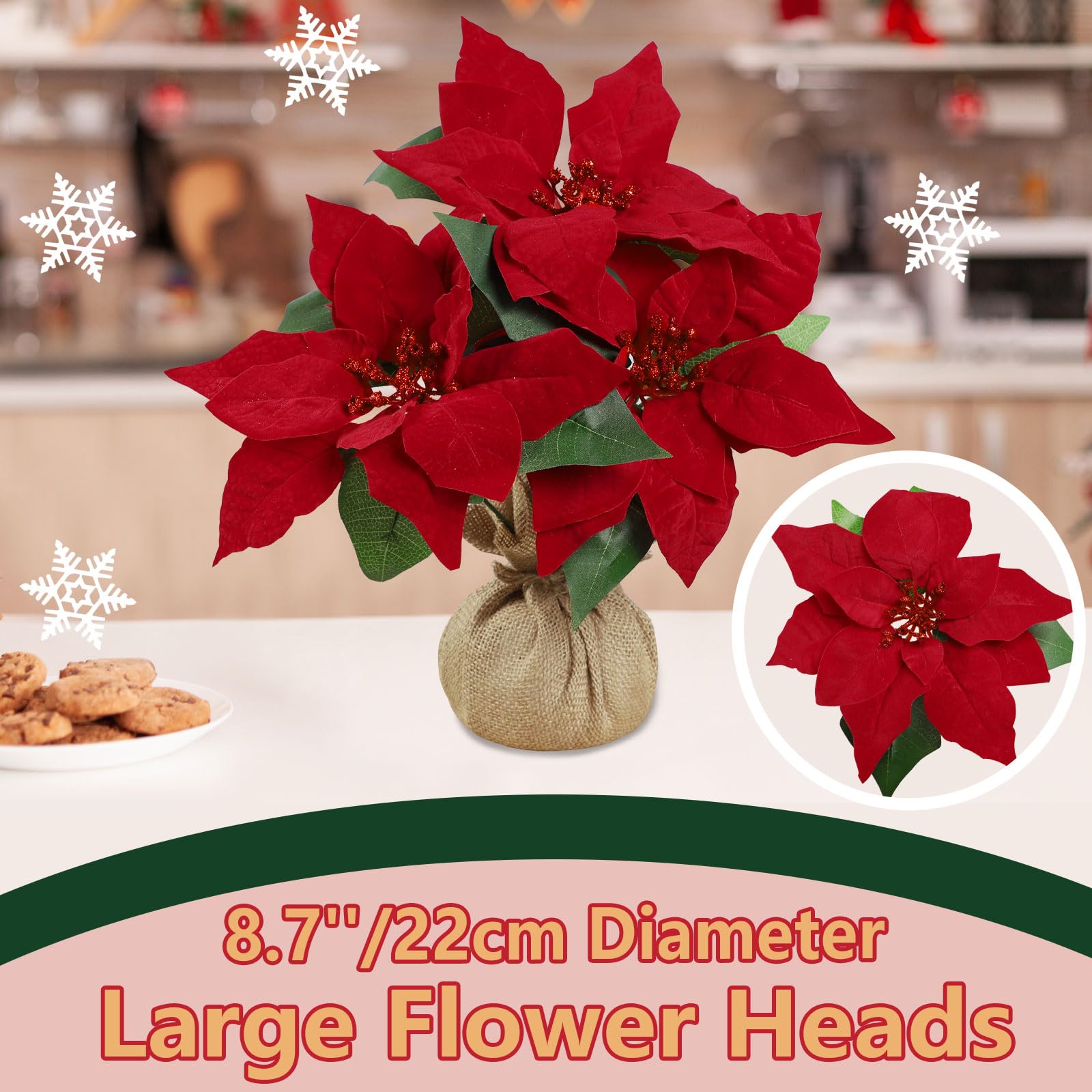 Amazon｜Homcomoda 鉢植えポインセチアの花、クリスマスポインセチア