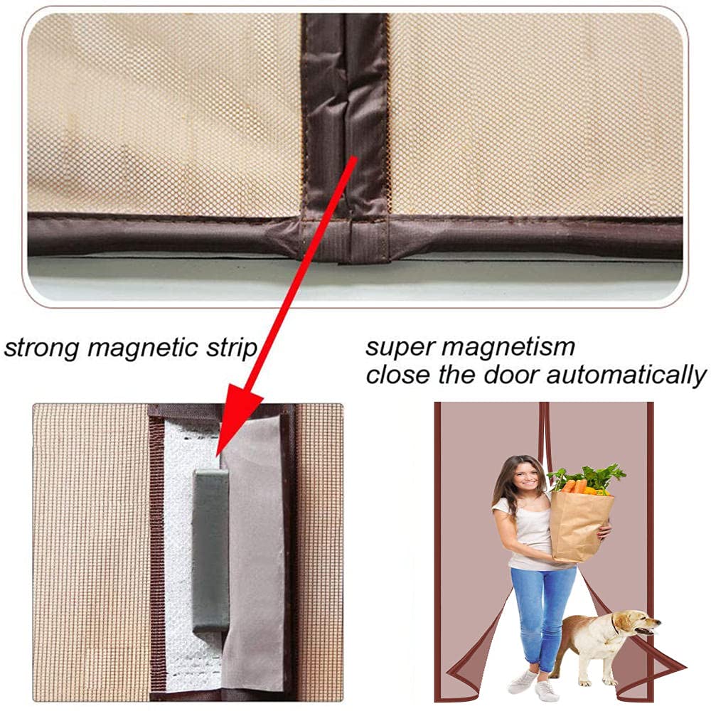 Magnetische Fliegengittertür – Selbstschließend, Für Türen Bis 81x244 Cm, Mit 36 Magneten, Haustier-freundlich, Weiß