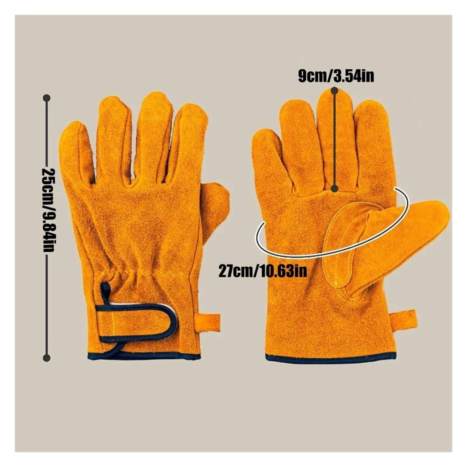 Guantes Soldador Guantes de trabajo seguridad cuero, guantes soldadura resistentes al calor for hombres, industriales for barbacoa Firepalce Forge Furnace(Green 35cm)