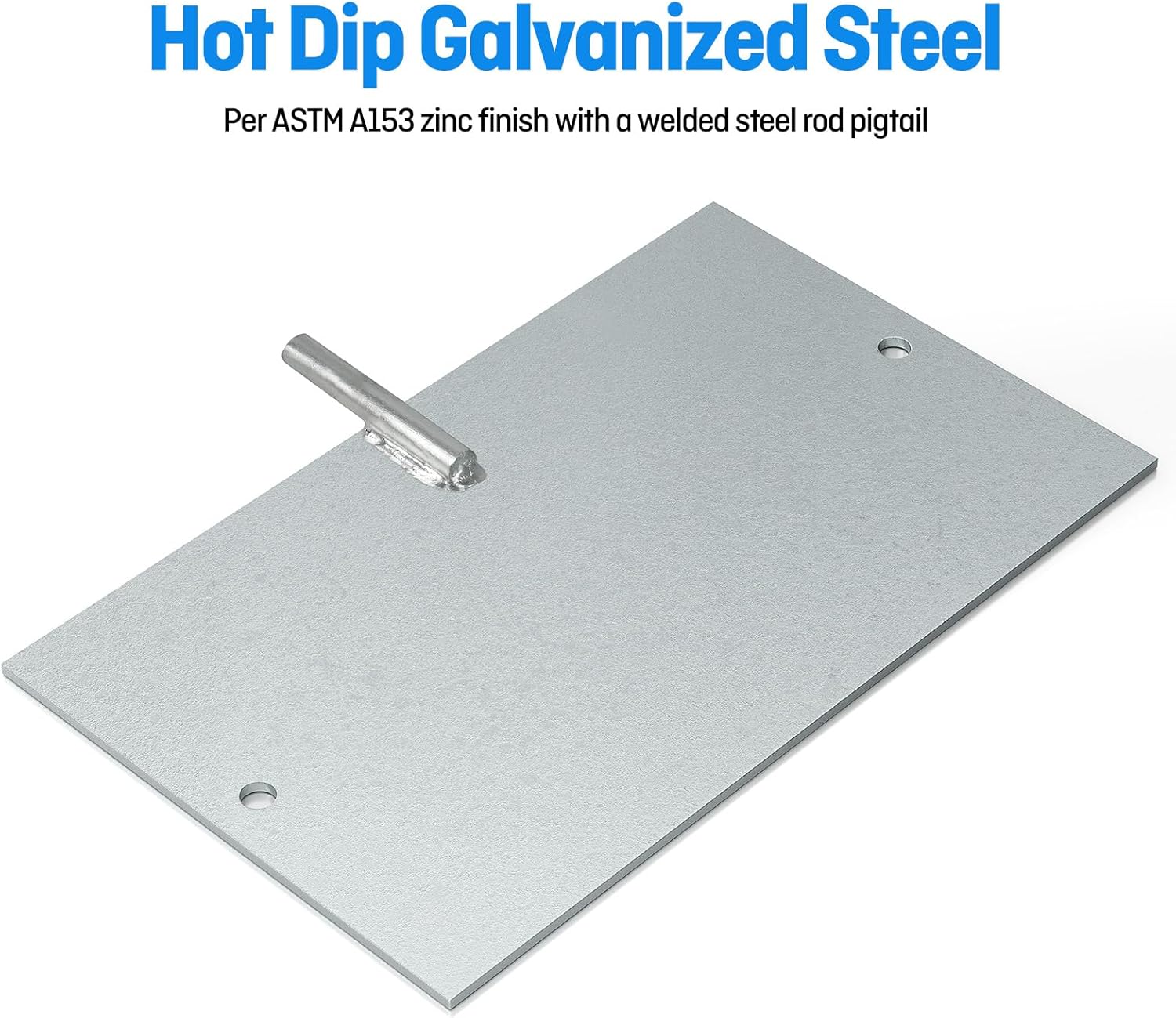 Steel Ground Plate,HDG, with 5/8 Direct Burial Connector UL Listed, 16" x 10" x 1/4" for Grounding Rod System Lightning Protection (3PC 16" x 10" x 1/4" HDG Ground Plate)