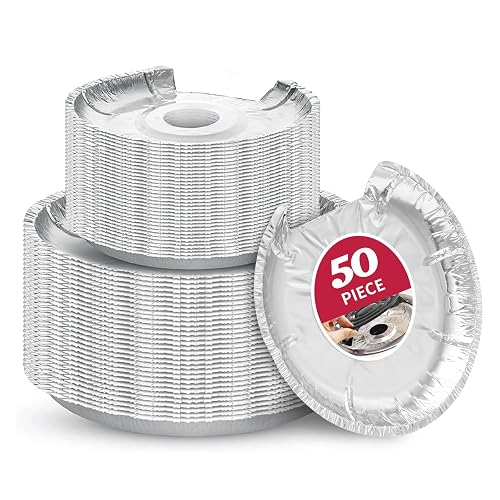 COZZIVITA Round Electric Stove Burner Covers 50PC Thicker Aluminum Foil Burner Liners