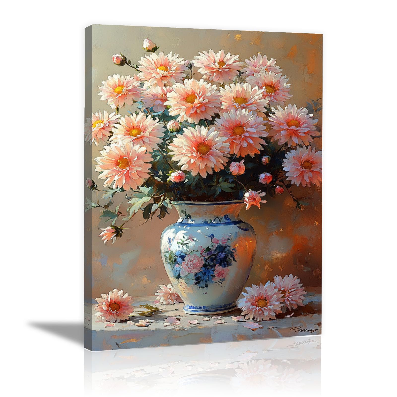 Image d'art moderne chrysanthème rose grand format encadré - 8