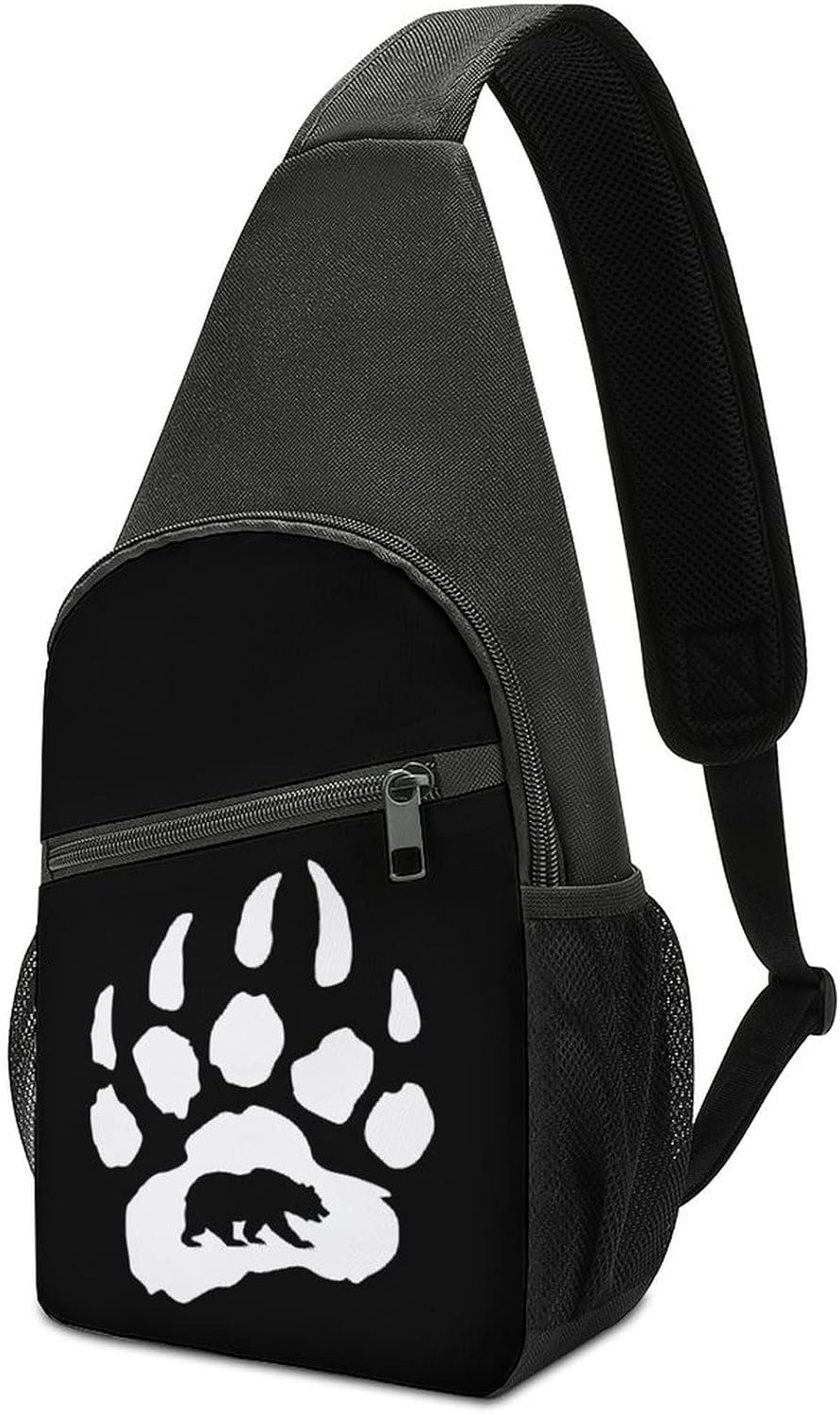 Bear Paw Crossbody Shoulder Bag Sling Backpack Travel Hiking Daypack Casual Chest Pack For Women Man One Size