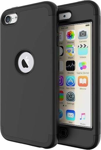ULAK Compatible with iPod Touch 7/6/5 Case, Heavy Duty High Impact Shockproof Protective Cover for Apple iTouch 5th/6th/7th Generation Latest Model, Black