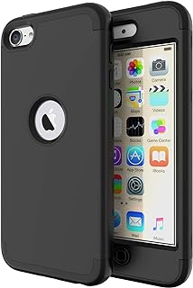 ULAK iPod Touch 7th Generation Case, iPod Touch 5 Case,Heavy Duty High Impact Shockproof Protective Case Soft Silicone & Hard PC Cover Apple iPod Touch 5/6/7th Generation, Black