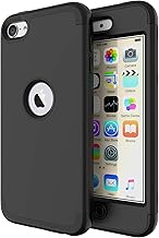 ULAK iPod Touch 7 Case, iPod Touch 5/6 Case Hybrid 3 Layer Silicone Bumper Shockproof Hard Case Cover for Apple iPod Touch 5th/6th/7th Generation - Black