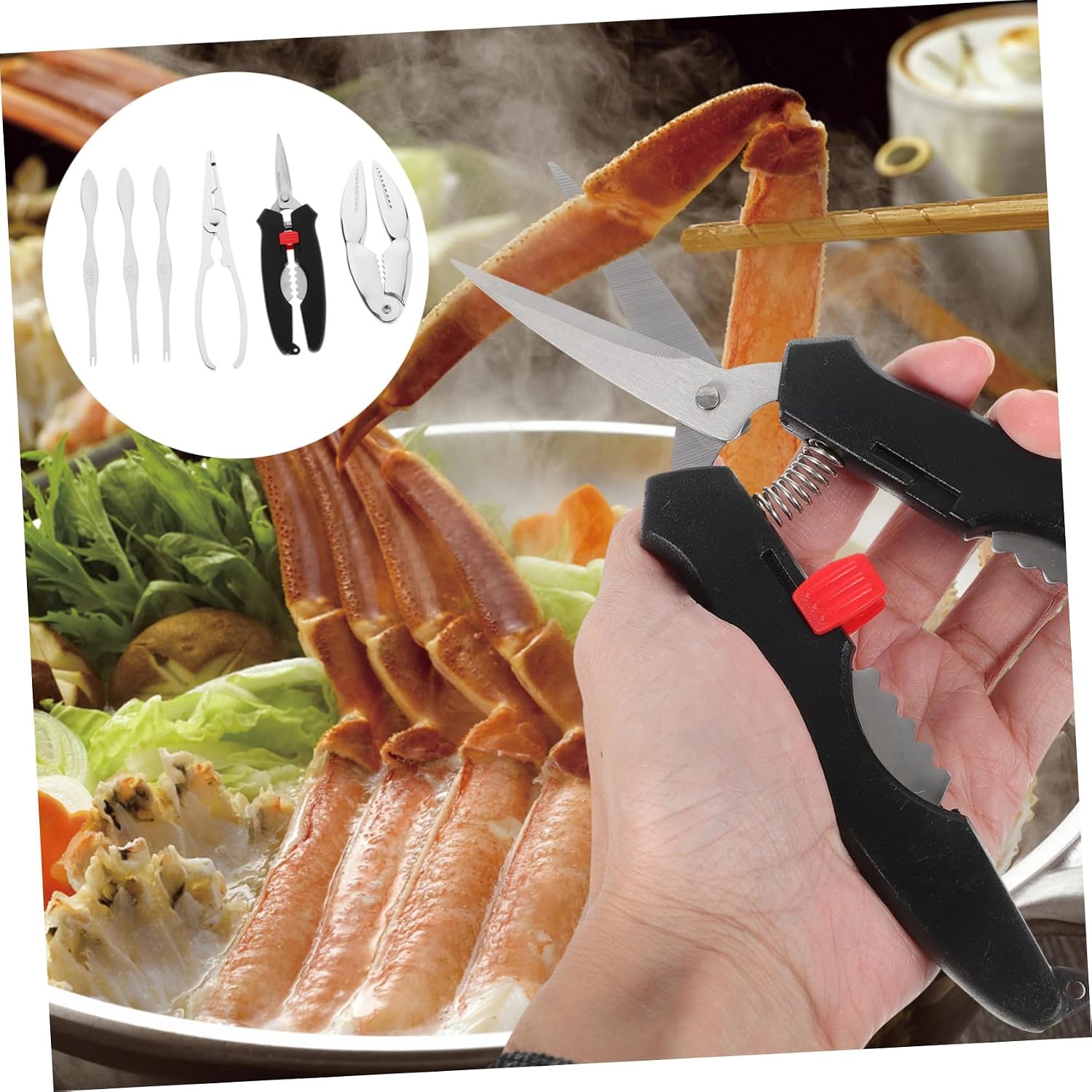 Crab Eating Tools Set Seafood Shell Crackers Picks and Needles for Effortless Crab and Shrimp Meat Extraction