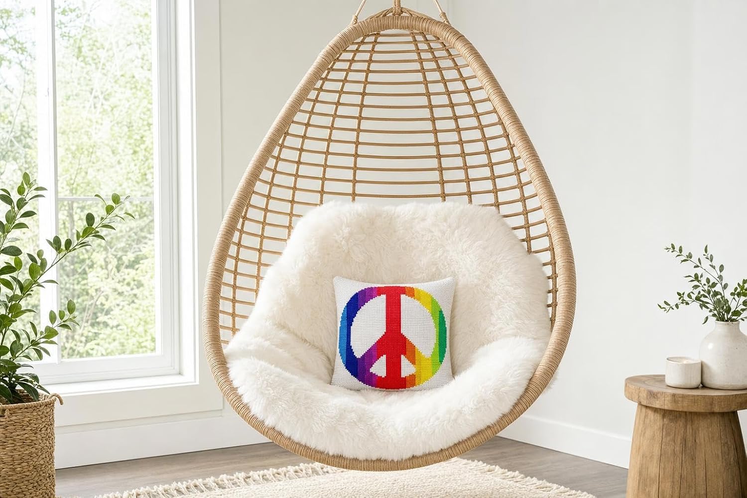 Pepita Needlepoint kit: Peace Colorful, 7" x 7"