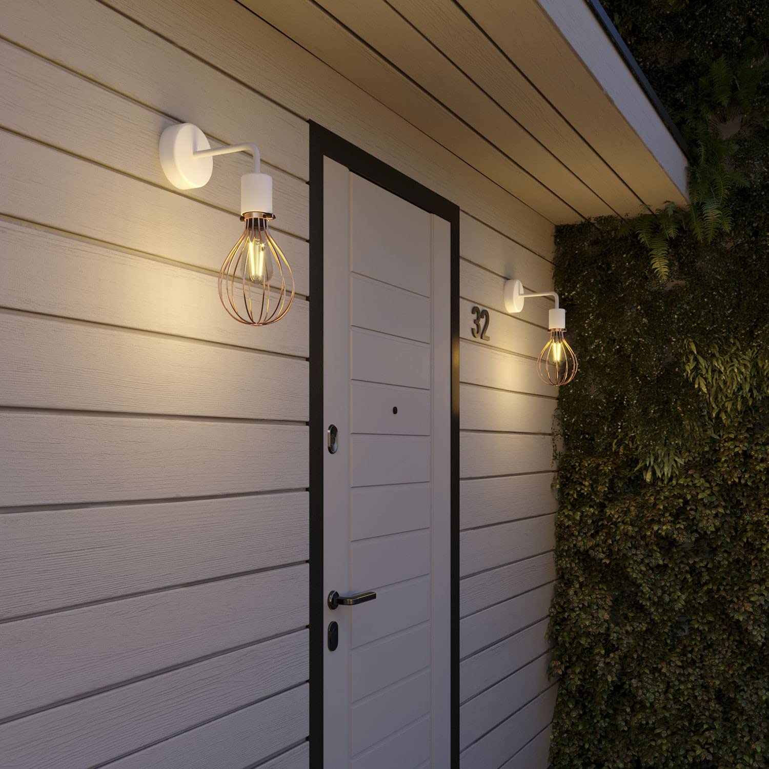 creative cables Fermaluce für Lampenschirme EIVA ELEGANT mit L-förmiger Verlängerung, Lampenbaldachin und wasserdichter IP65- Lampenfassung - Ohne Glühbirne, Weiß
