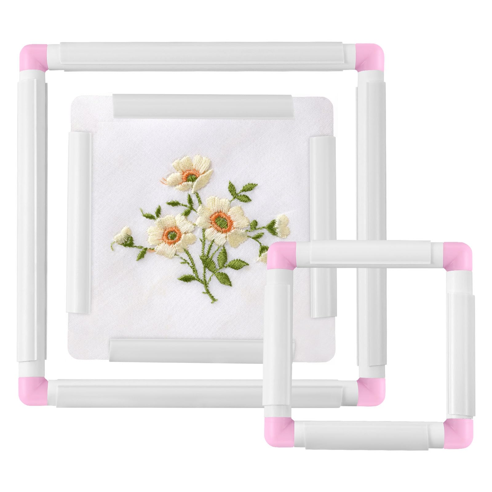 3Pcs Cross Stitch Frame,Square Embroidery Hoops Embroidery Clip Frame Universal Clip for Craft Sewing DIY Art Craft Cross-Stitch Cross Stitch Hoop Ring (Purple)