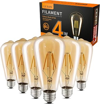 LUXON LED Edison Bulbs Dimmable,Small Beside Table Lamp