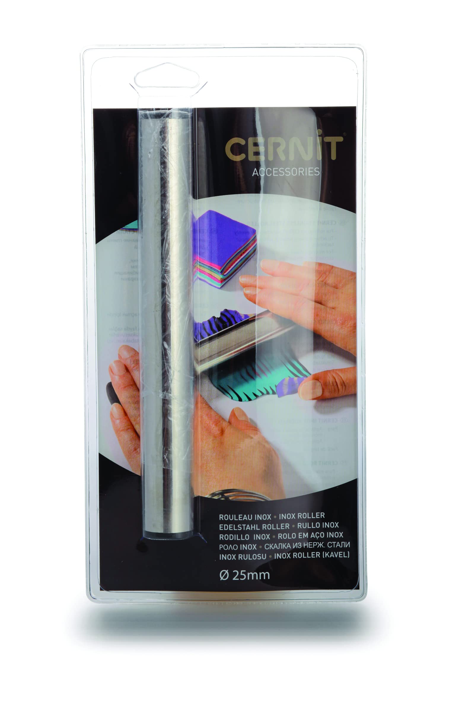 CERNIT - CE902C - A Stainless Steel Roller for Flattening Modeller Dough - Easy to Clean, fuses Layers - Manufactured in Belgium - DIY - Art Accessory
