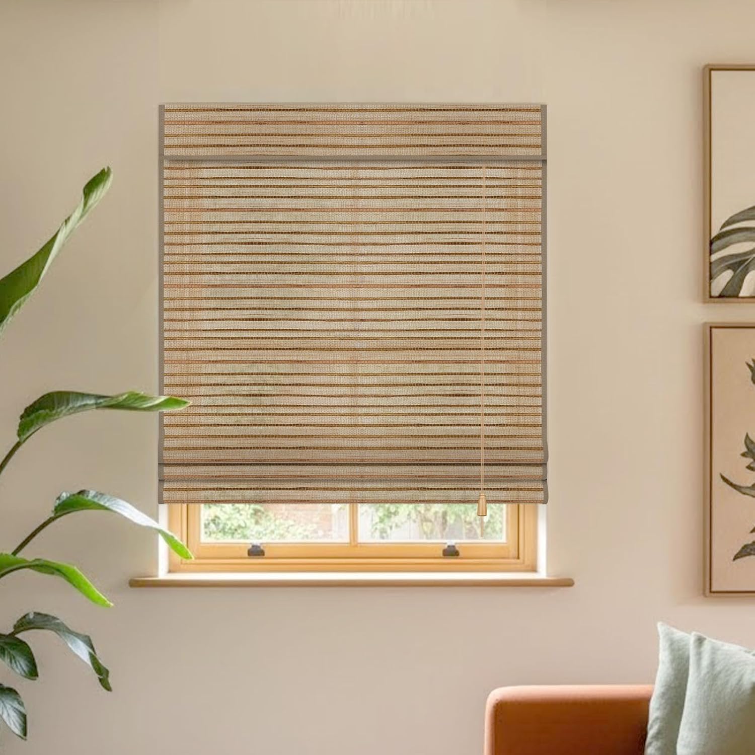 Customized Natural Roman Shade Roman Blind Light Filtering Blackout Roman Window Shade for Windows, Ramie Jute, L-431