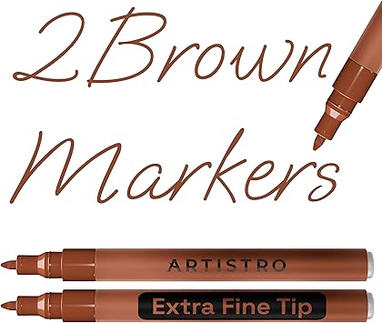 ARTISTRO 2 Brown Acrylic Paint Markers - 0.7mm Extra Fine-Tip Paint Pens - Perfect for Crafting, Art Projects, More