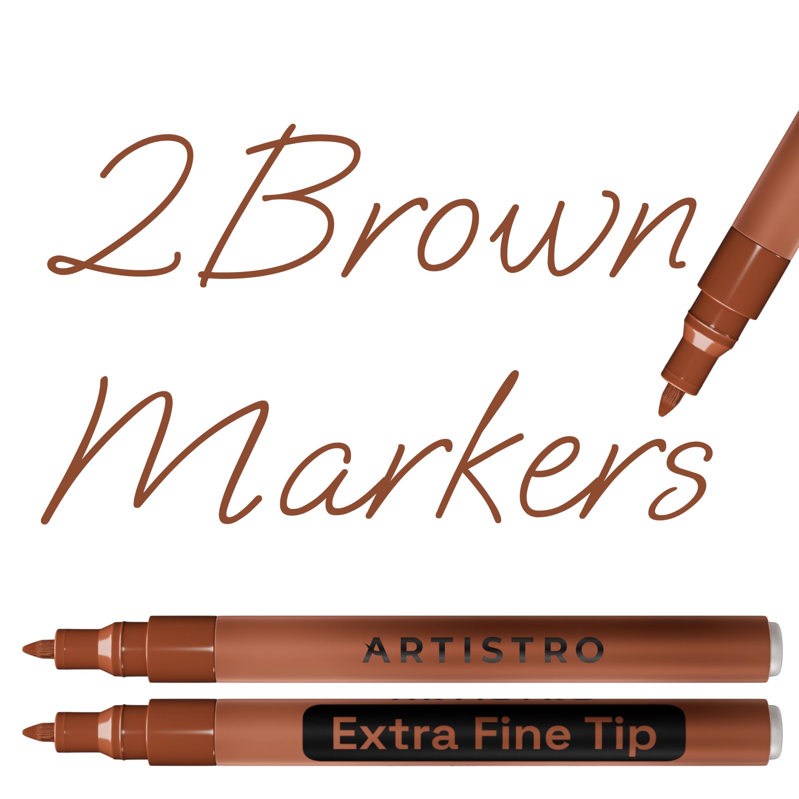 ARTISTRO Brown Acrylic Paint Markers - 0.7mm Extra Fine-Tip - Set of 2