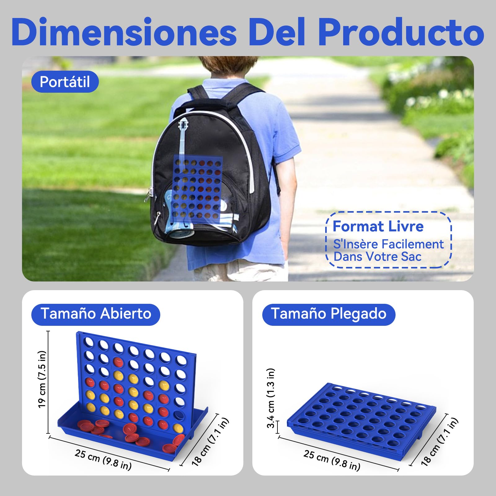 Pup Go 4 en Raya Estándar para Niños de 3 Años+, Ideas, Juego de Mesa Clásico y Familiar, Juguete Estrategia Educativo, Tablero Plegable con 6 Discos de Repuesto