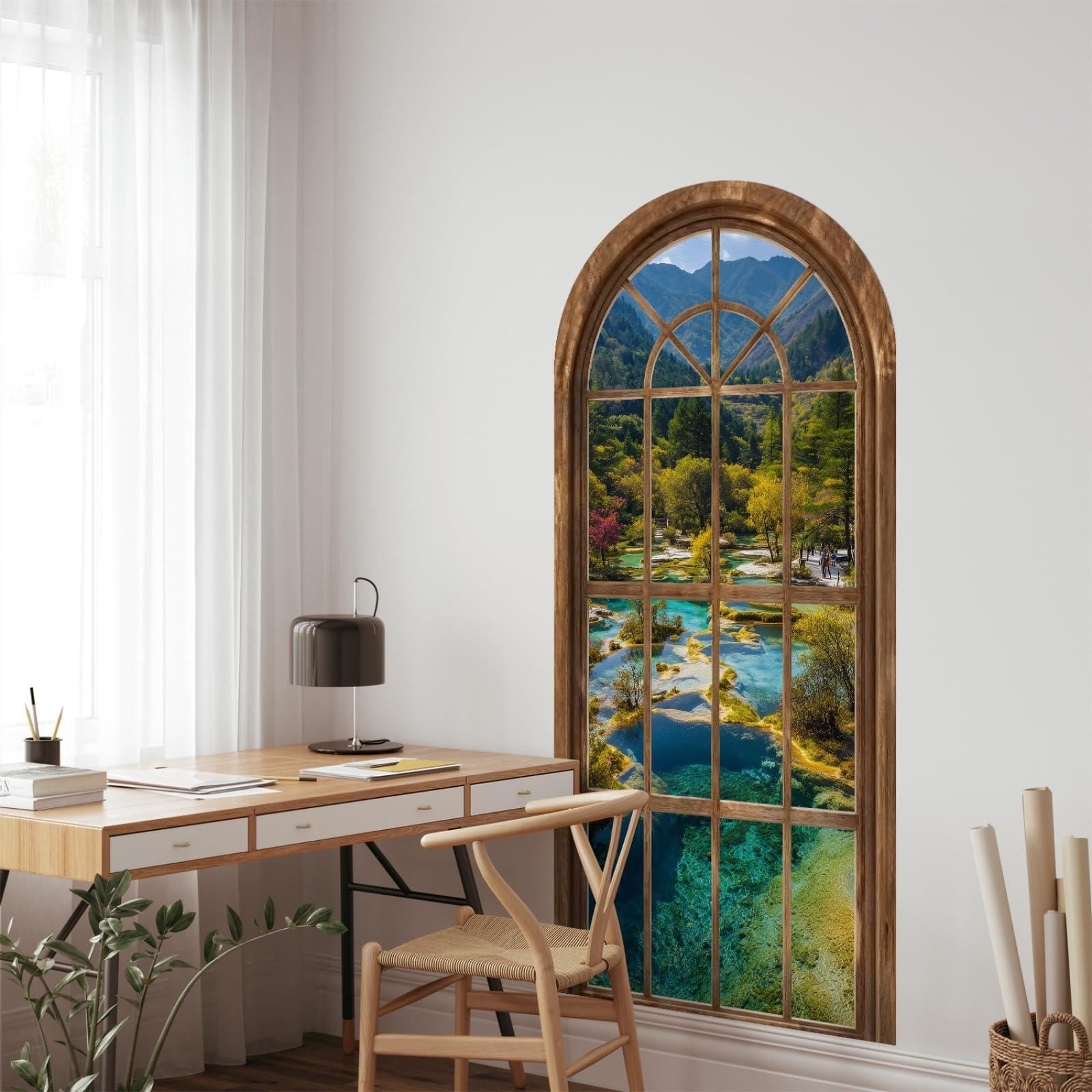 Stickers muraux salon lac vert amovibles pour relooker un mur de chambre