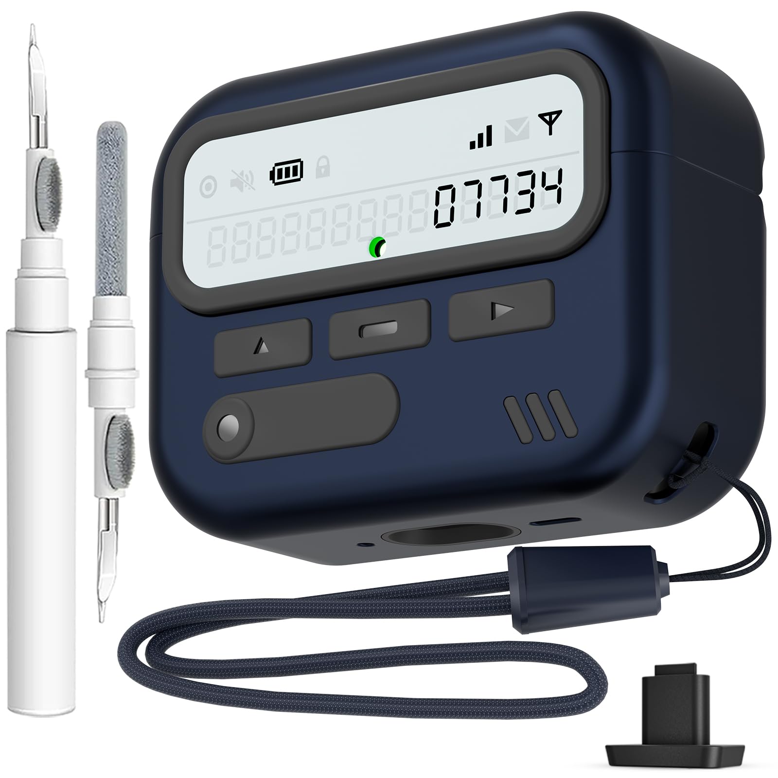 for AirPod Pro 3 Case with Safty Lock,Retro Inspired Pager Style(Deep Blue)