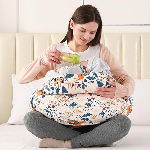 Miniatura 3 de BATTOP Almohada de lactancia para lactancia materna con funda extraíble, almohada de alimentación para más apoyo para mamá y bebé, almohada de