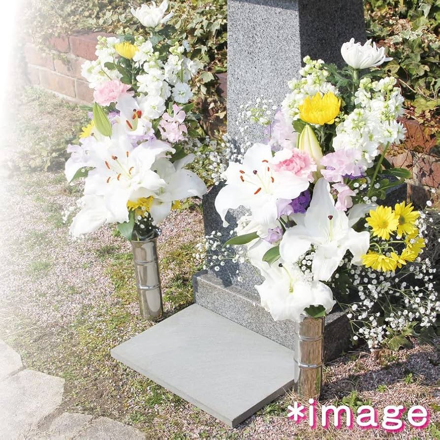 立体的な額　52.5x41.5 楽天市場】【お墓用】花立N58地刺 お墓用 高級ステンレス製 1対2