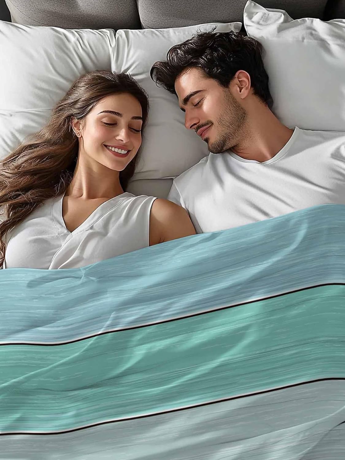 Top Sheet Full Bedding Flat Sheet Only, Watercolor Farm Wood Grain Microfiber Bed Sheets Soft Breathable Bedding Flat Sheets, Blue Teal Beige Wooden Plank Hotel Luxury Top Sheets