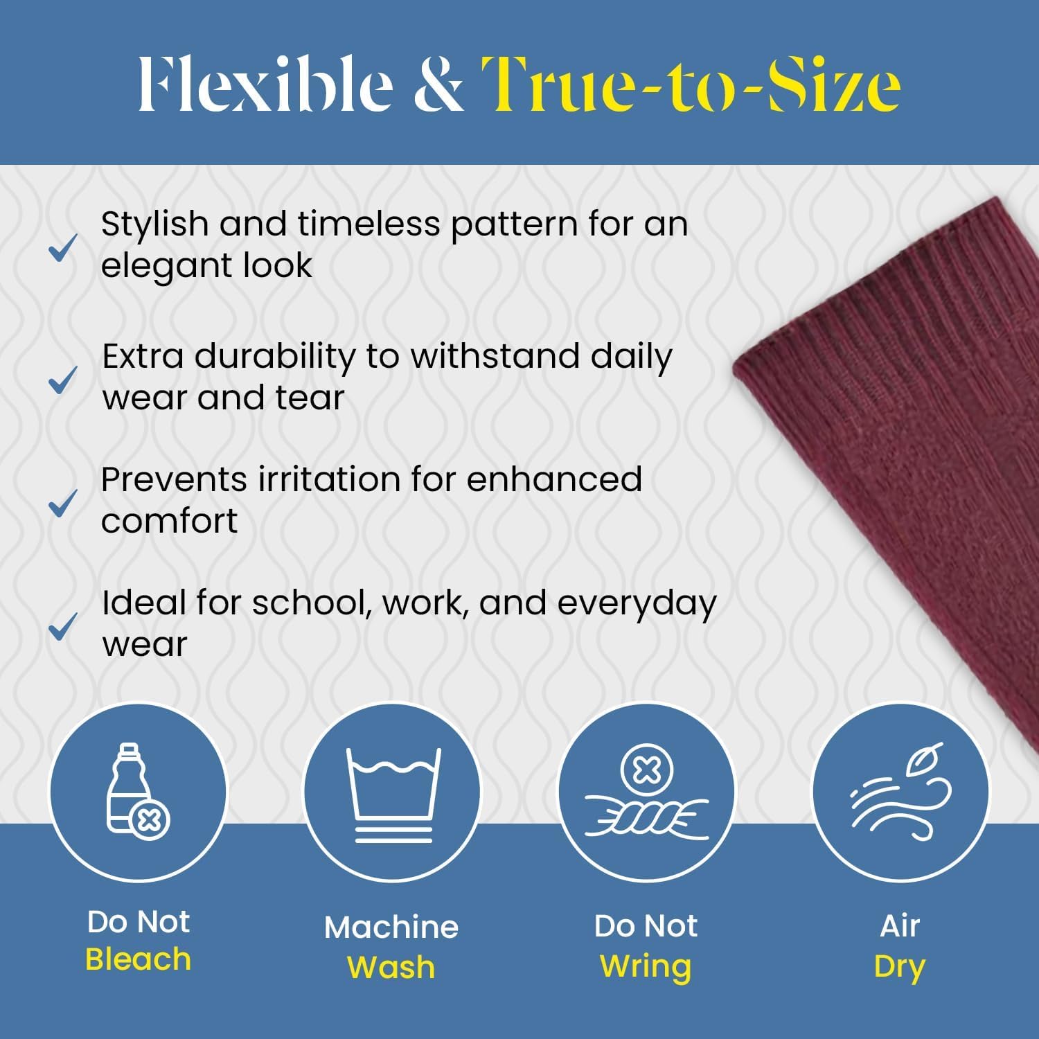 Girls School Knee High Uniform Socks – 3 Pairs - Classic Cable Knit Acrylic Sock - Seamless, Soft & Comfortable Long Socks - Image 6