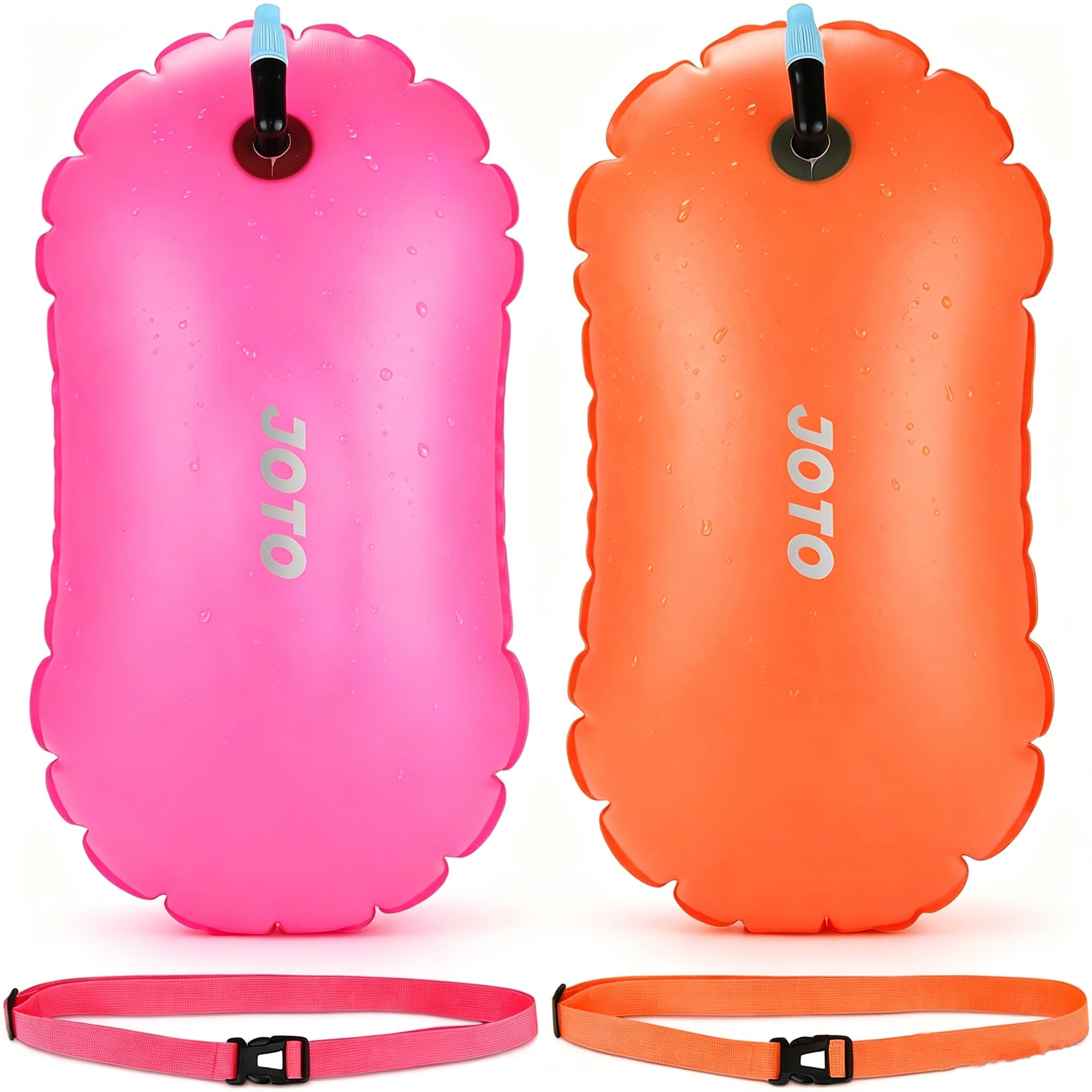 JOTO Bouée de Natation Swim Buoy Eau Libre, 【Lot de 2】 avec Ceinture Ajustable et Sangle, Entraînement en Toute Sécurité, à Haute Visibilité, pour Les Triathlètes, Kayakistes, Plongeurs en Apnée