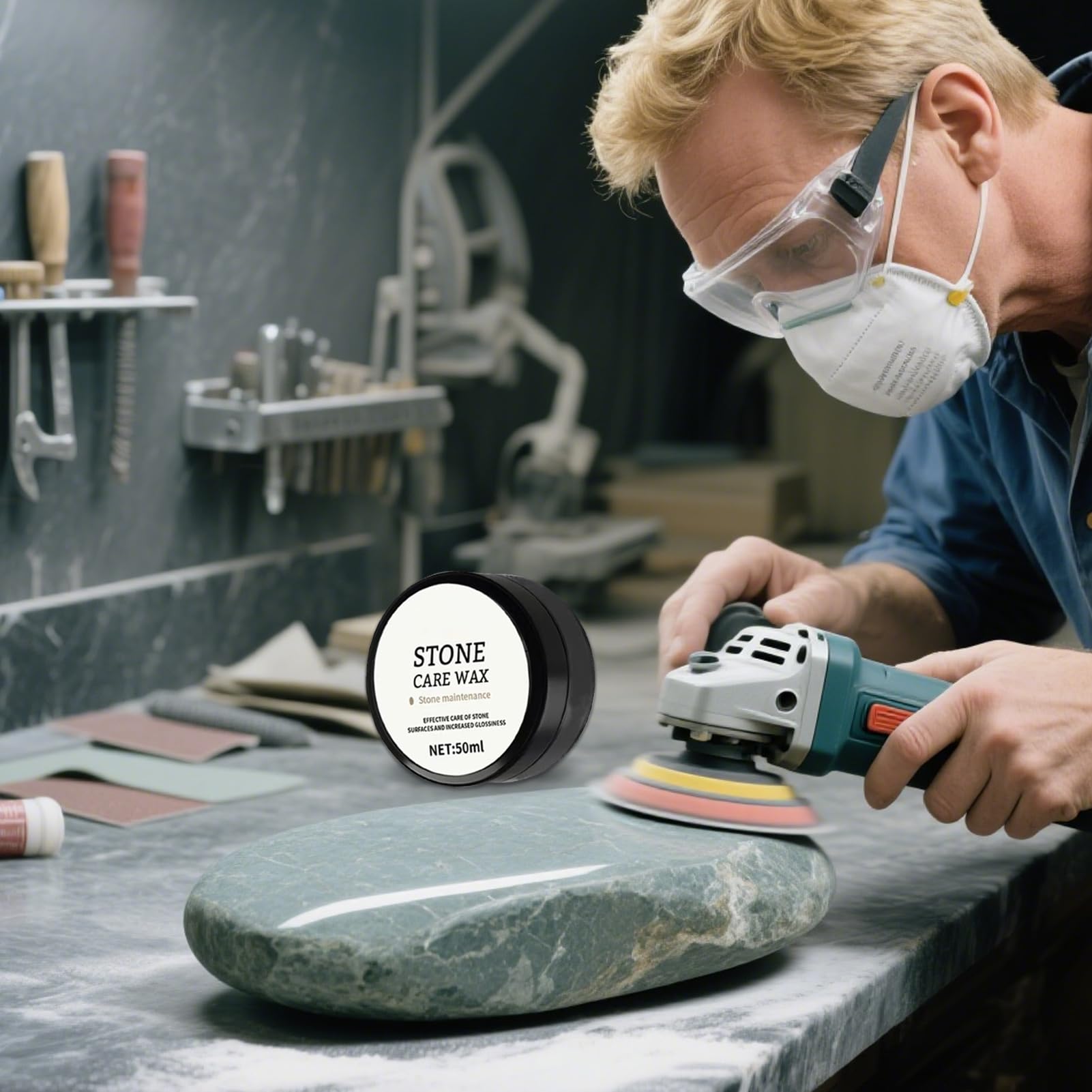 Stone Polish – Pasta detergente per pavimenti in piastrelle, impermeabile, cera lucidante per pavimenti in marmo per mobili, doccia, piano cottura, cucina, bagno