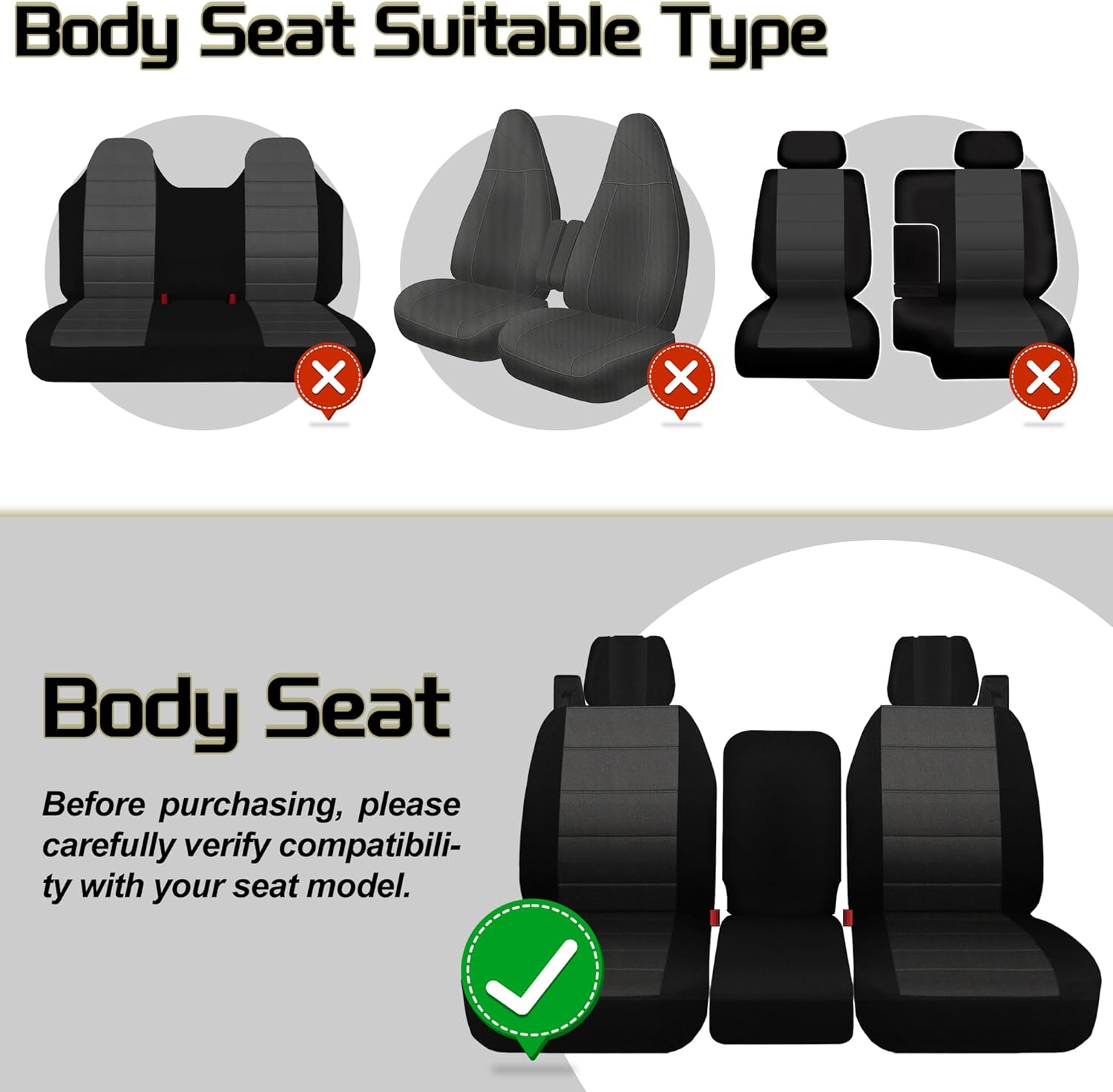 Jokuye 40/20/40 Split Front Bench Seat Covers for Ford F150 XL Standard Cab 2004 2005 2006 2007 2008, Heavy-Duty Oxford Fabric with Integrated Seatbelts & Center Armrest Cover - Black