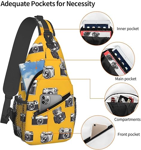 Miniatura 4 de Small Crossbody Bags for Women Men - Vintage Camera Yellow Print Adjustable Shoulder Bag Fanny Packs Belt Sling Bag Crossbody Purses Backpack for