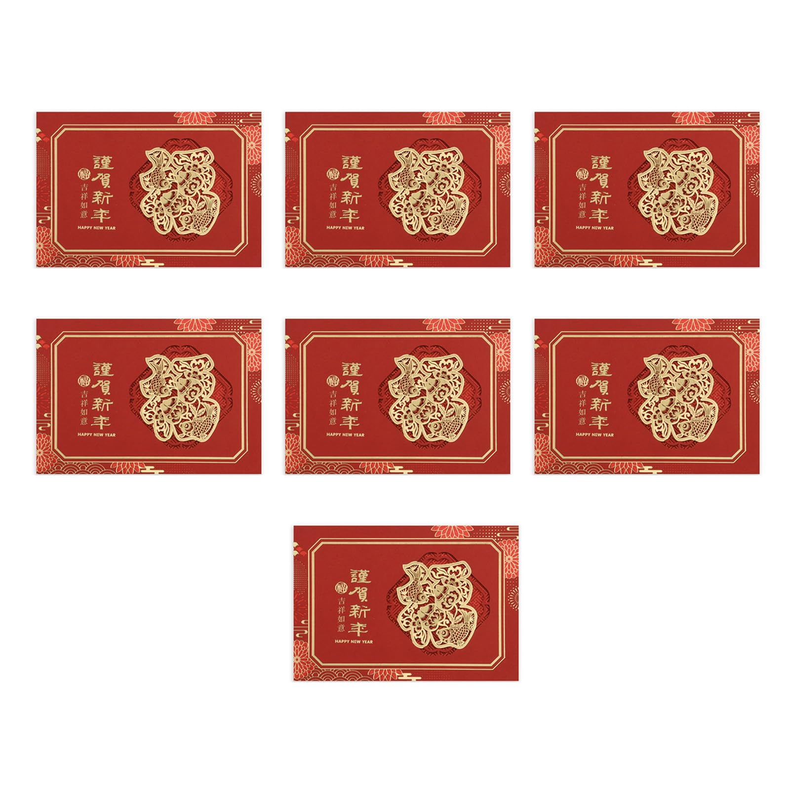 Buxuaaaa Of 7 Unique 3D Popup New Year Cards for Celebration Stylish Greeting Card for Family and Friend Gatherings Spring Festival Cards