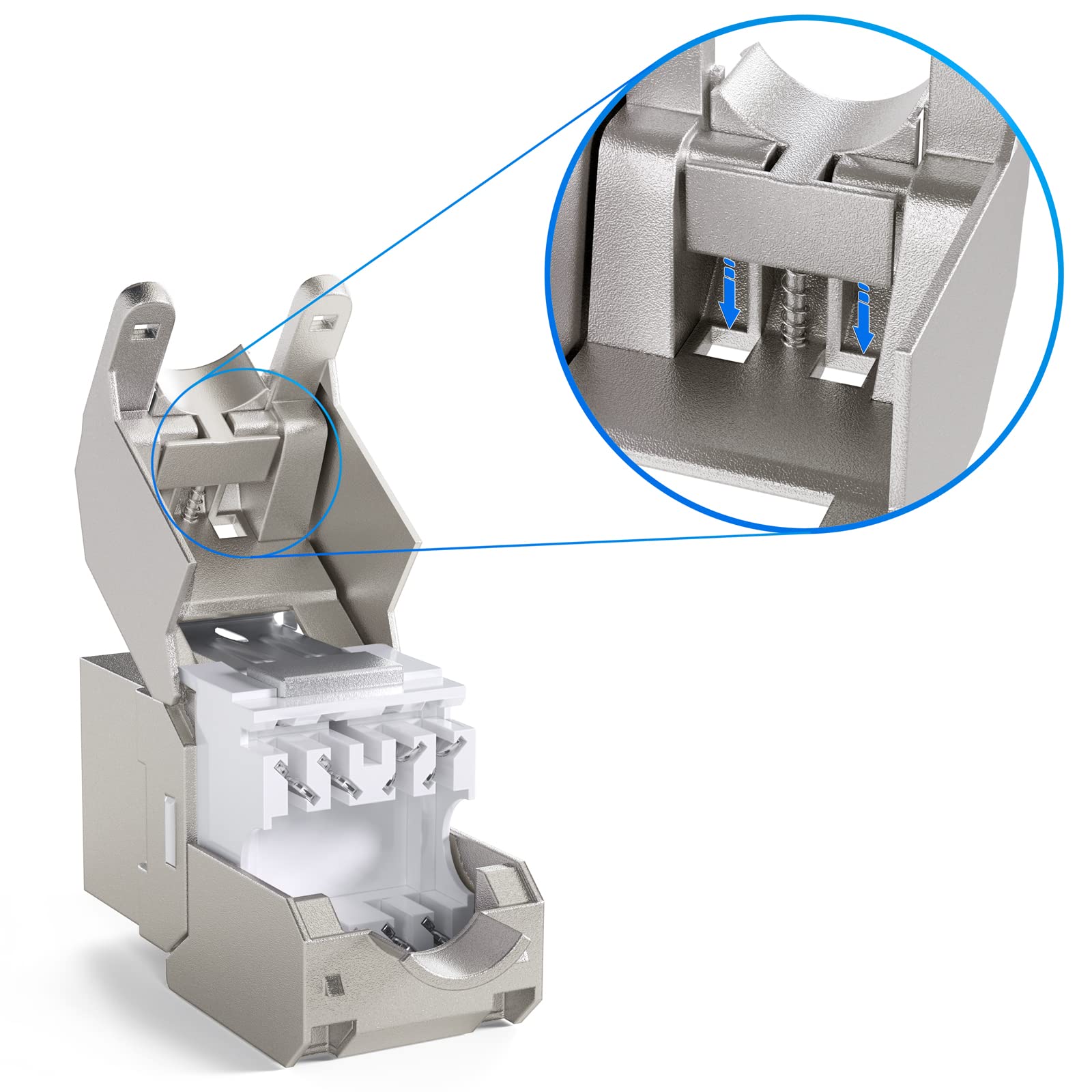 hb-digital Kit : 12 modules Keystone Cat.7 RJ45 + 12 adaptateurs de rail DIN Support Keystone pour rail DIN 35 mm standard | RJ45 blindé sans outil Montage Ethernet LAN Réseau STP LSA