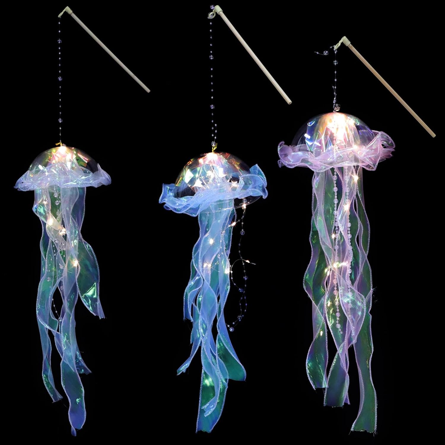 OSALADI 3 linternas de papel de medusas, lámpara de medusas coloridas, linterna colgante, lámpara flotante, decoración de fiesta de sirena, luz