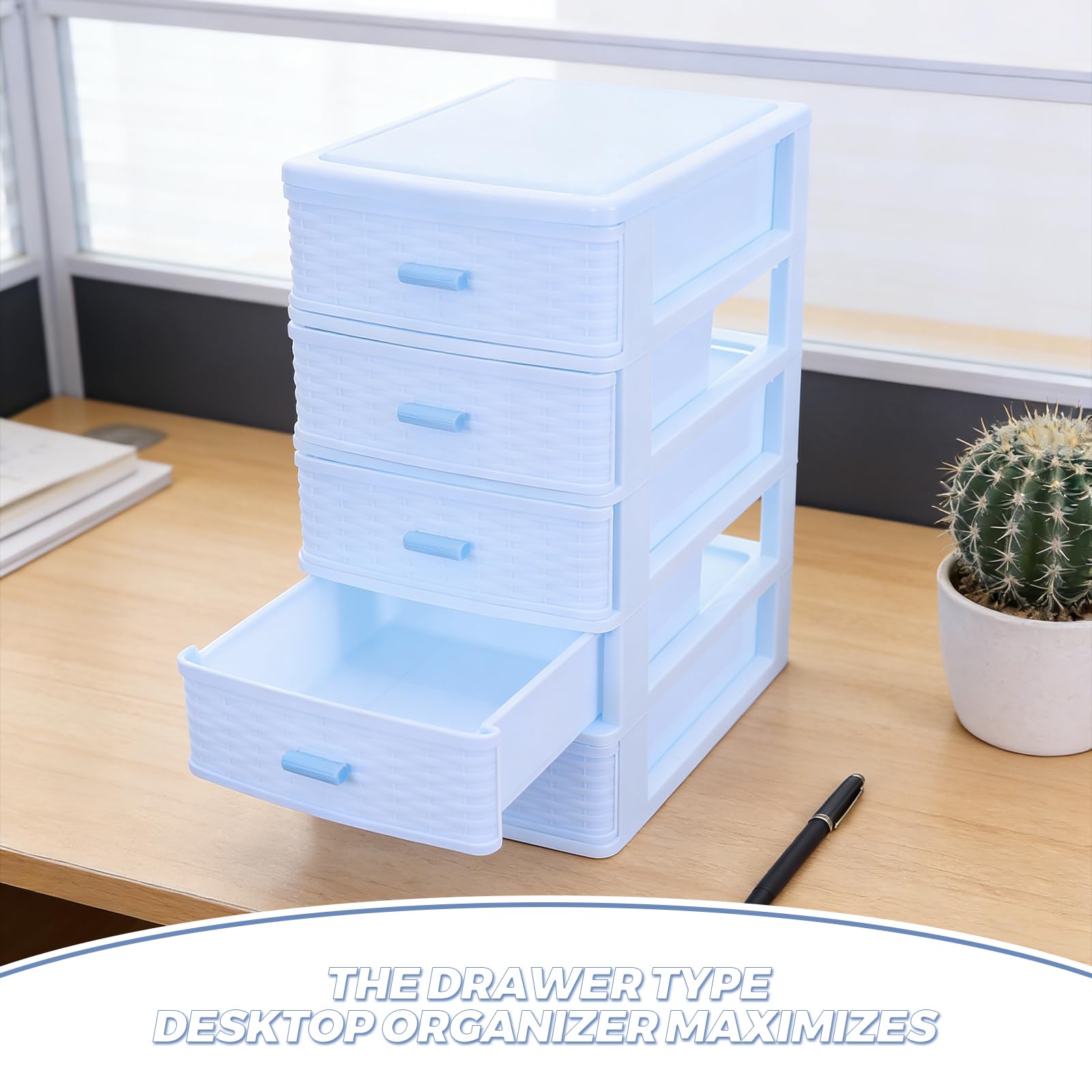 FOMIYES Mobiletto Portaoggetti Multi-cassetto in Plastica Trasparente a 5 Livelli, Piccolo Organizer da Scrivania per Cosmetici, Gioielli e Minuterie, Cassettiera Artigianale Compatta
