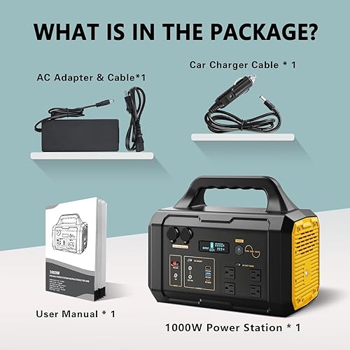 Miniatura 6 de Estación de energía portátil de 1024 Wh, generador solar LiFePO4 (LFP) con salida de CA de 120 V, carga rápida, generador eléctrico para caravana,