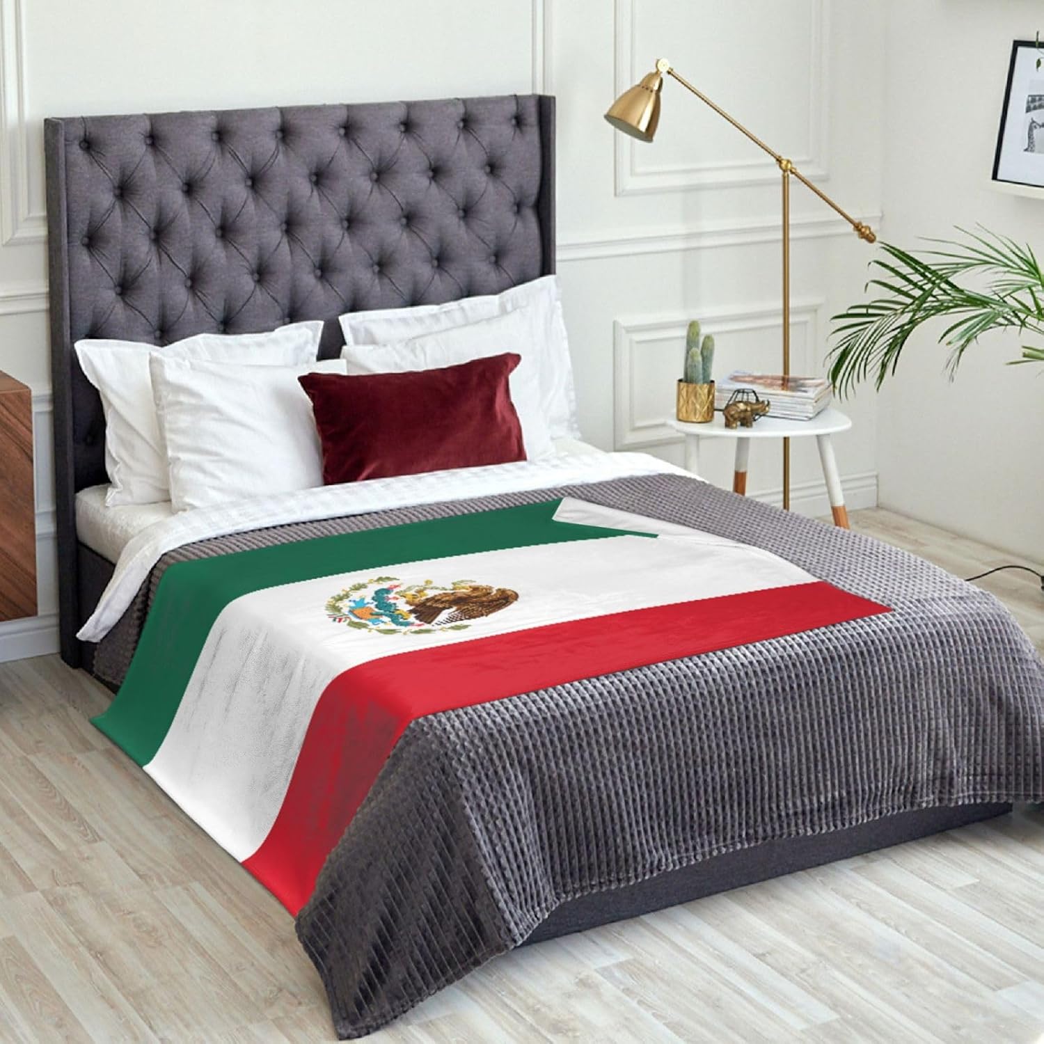 Mexico Mexican Flag Throw Blanket Flannel Blankets Soft Warm Cozy Lightweight Bed Throws for Bedroom Living Room Sofa Couch Home Decor 60“x50”