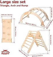 Vista 6 de Wood And Hearts Juego de Triángulos de Tres Piezas Juguetes de Madera Triángulo de Escalada Montessori Juguetes de Escalada para Niños Pequeños