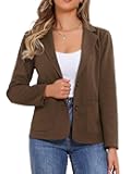 Blazer for Women's Notched Lapel Long Sleeve Vintage Casual Business Work Office Suit Jackets with Pocket