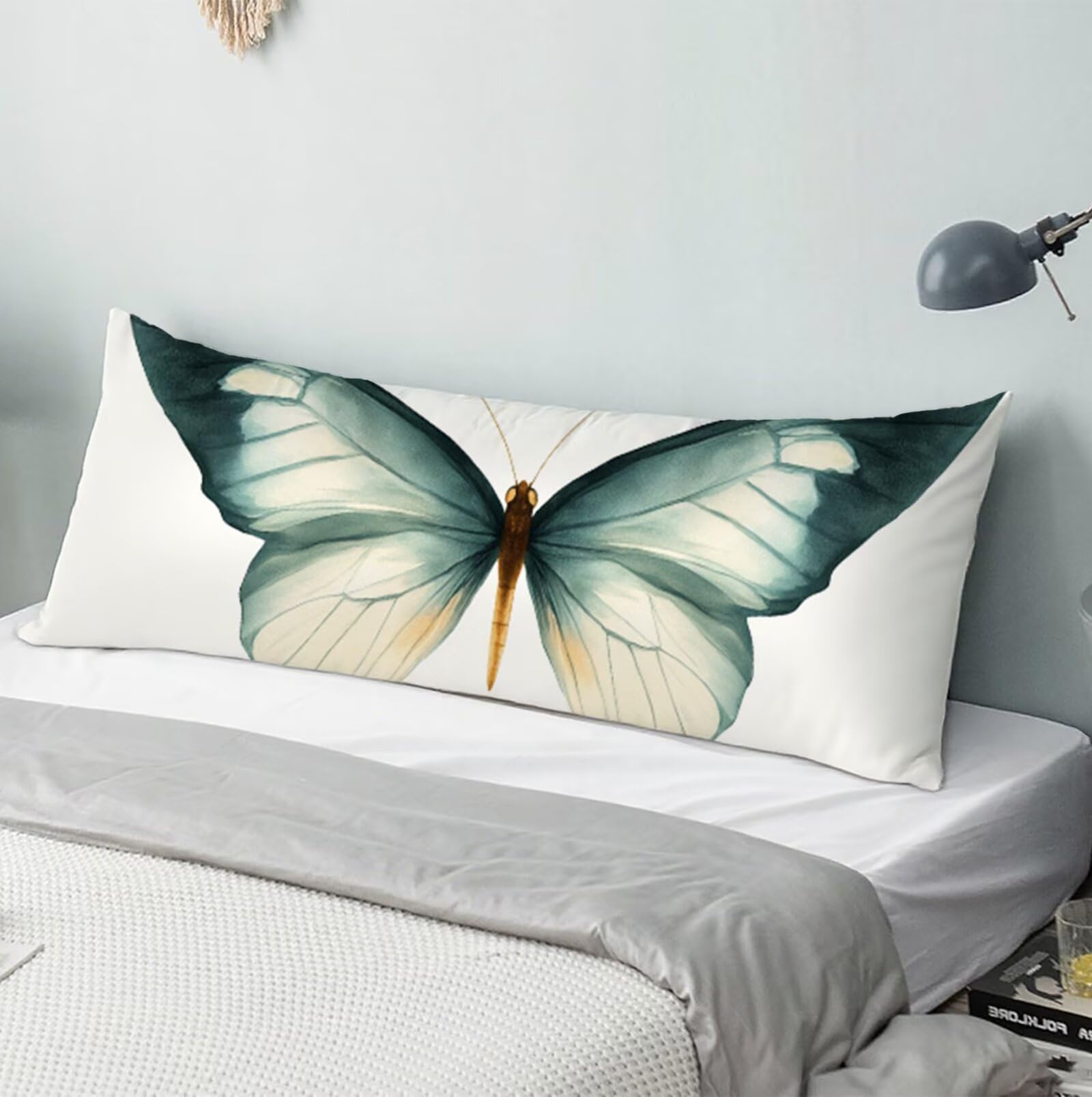 Poszewka na poduszkę poduszka do łóżka 60 x 180 cm zielony wzór poszewki na sofę, poduszki na sofę bawełna len poszewka na poduszkę poprawia jakość snu, do dekoracji łóżka do domu salonu motyl R-7128
