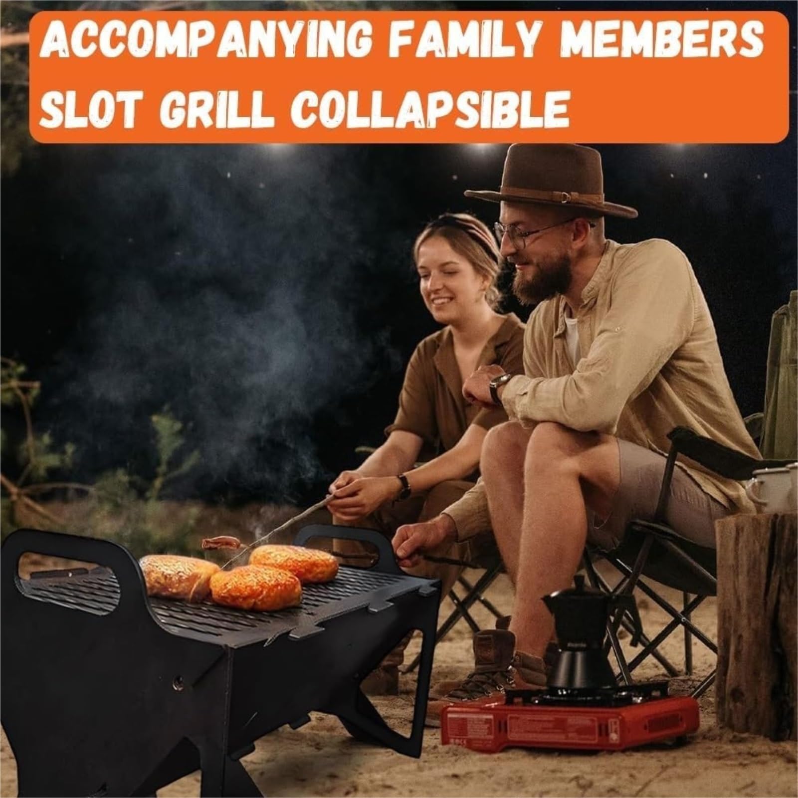 Przenośny grill ze stali nierdzewnej – składany grill na węgiel drzewny na kemping, gotowanie na zewnątrz, lekki i stabilny piec kabobowy, łatwy do przechowywania sprzęt do grillowania