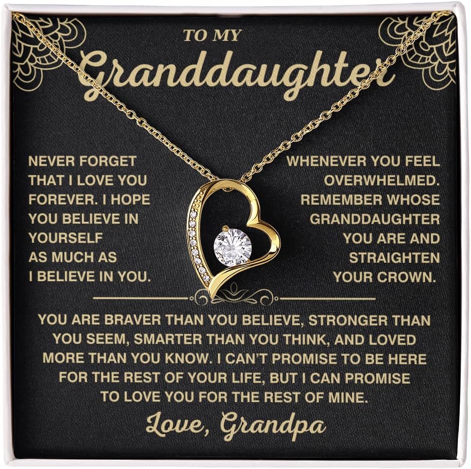 To My Granddaughter Necklace From Grandma Grandpa, Personalized Granddaughter Necklaces From Grandmother Grandfather, Jewelry Nana Papa Gifts for Graduation Birthday Christmas