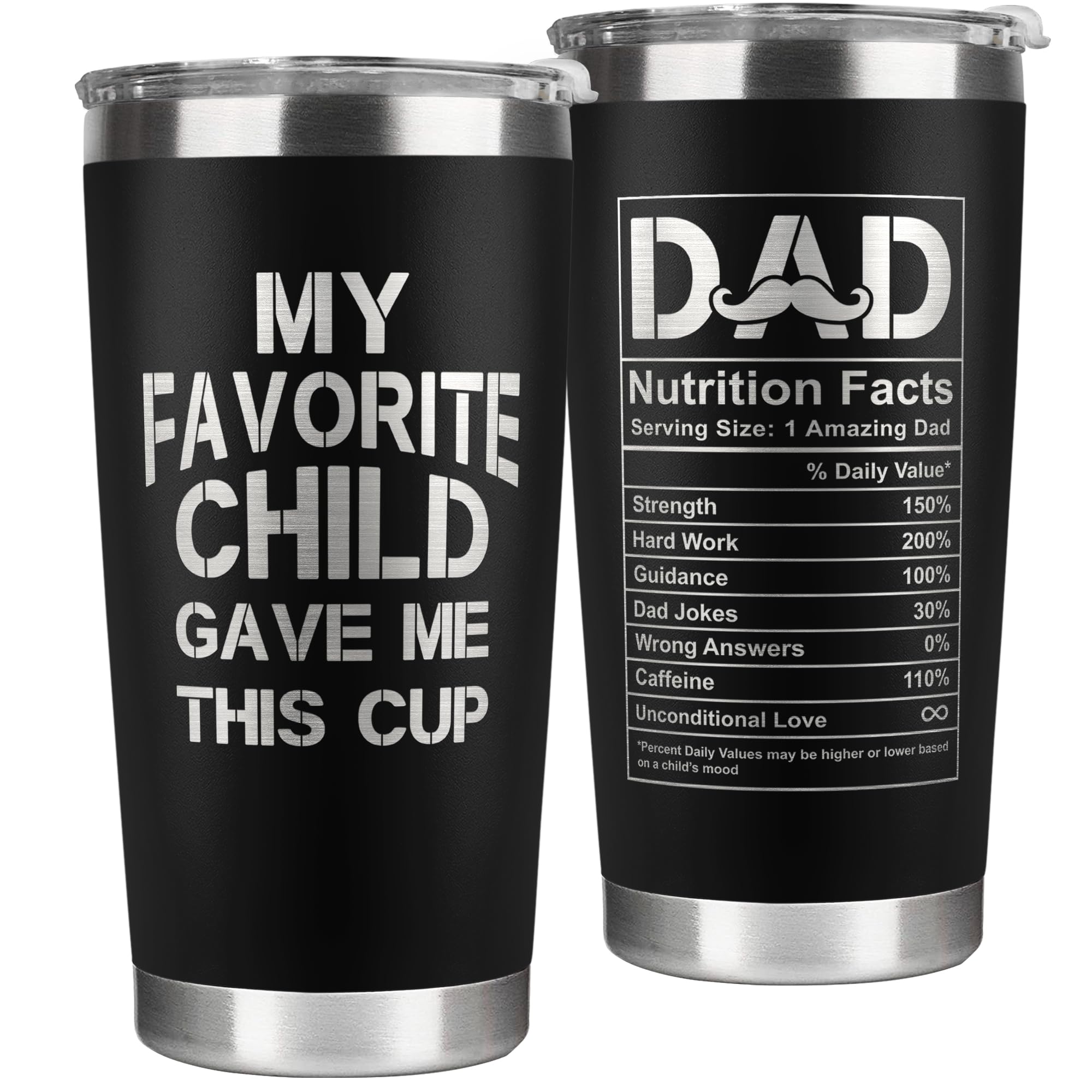 Gifts for Dad from Daughter, Son, Kids - Fathers Day Gift for Dad - Birthday, Father's Day, Christmas Gifts for Dads - Father Gift Ideas - New Papa Daddy Stepdad Ideas - 20 Oz Black Tumbler