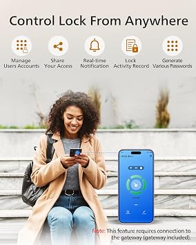قفل ذكي Wi-Fi من Philips مع مقبض، قفل باب لوحة مفاتيح دخول بدون مفتاح مع مقبض، مجموعة Deadbolt للباب الأمامي مع بوابة WiFi، التحكم في التطبيق، فتح بصمة الإصبع، فتح رمز PIN، قفل تلقائي