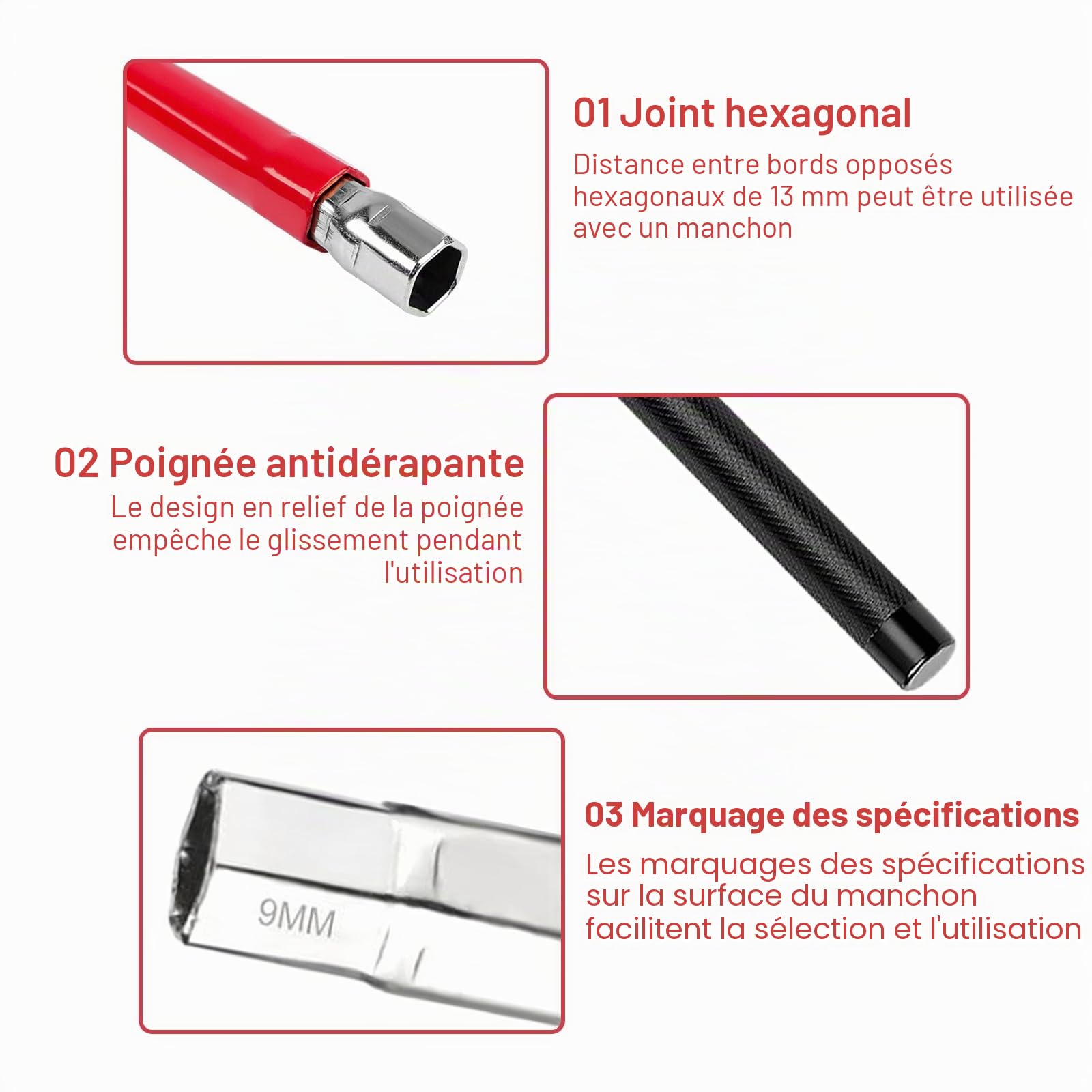 Clé 5-en-1 Pour Plombier - Robinet, évier, Toilette, Tout En Un ! (rouge)
