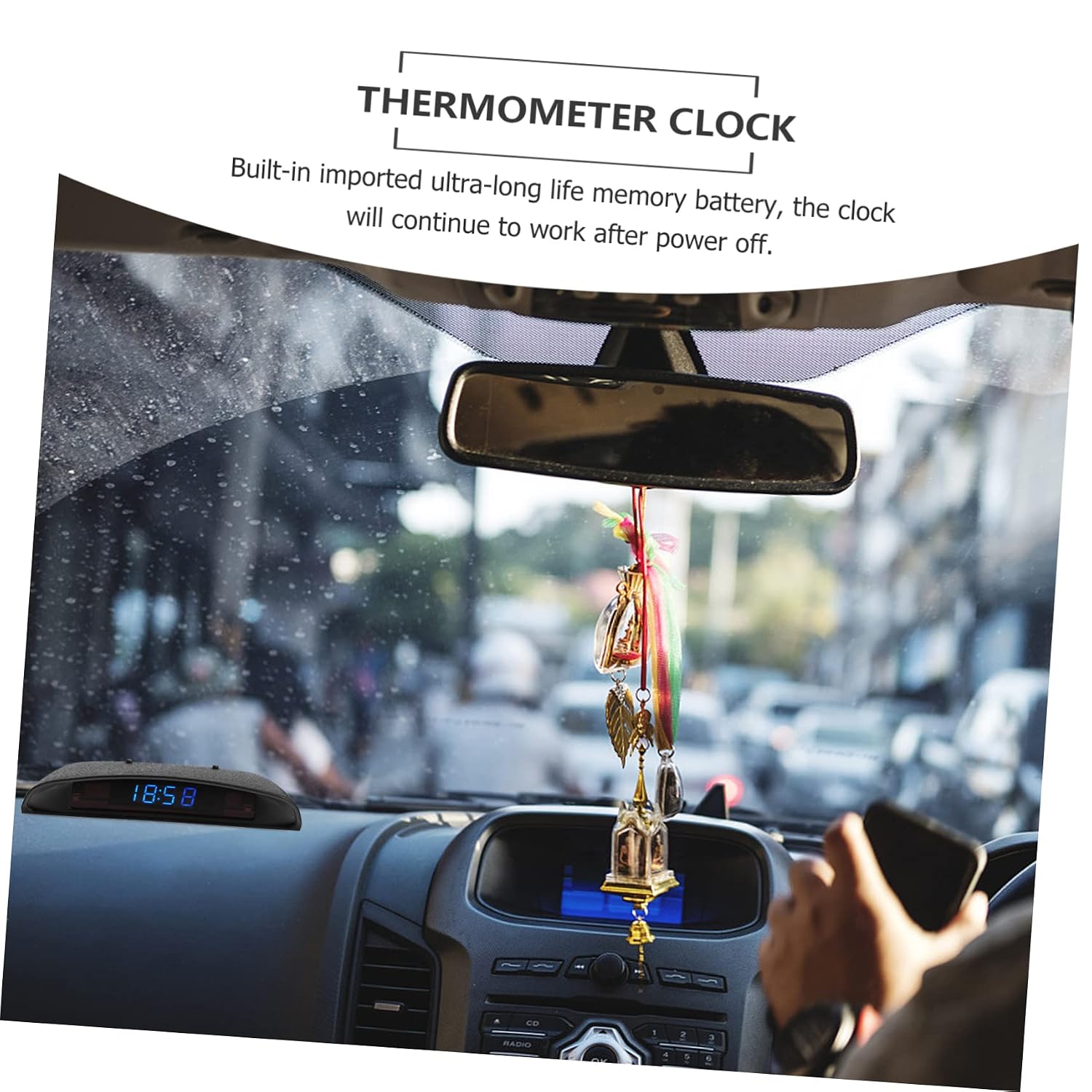 CALLARON 1pc High Precision Car Clock Digital Led Display Thermometer Voltmeter Accurate Timekeeping Temperature Gauge for Vehicle Dashboard Nightlight Function