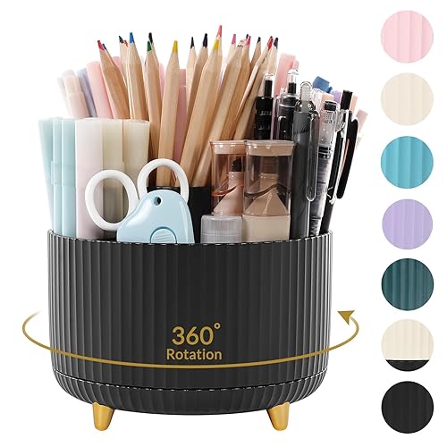 SKYDUE 360 Degree Rotating Desk Organizer, Dual-Purpose Pencil Pen Holder
