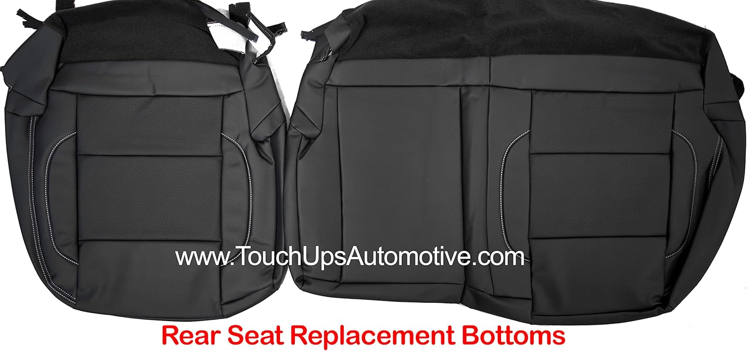 Katzkin Black Leather Seat Covers Compatible with 2016 2017 2018 Chevrolet Silverado Double Cab LT