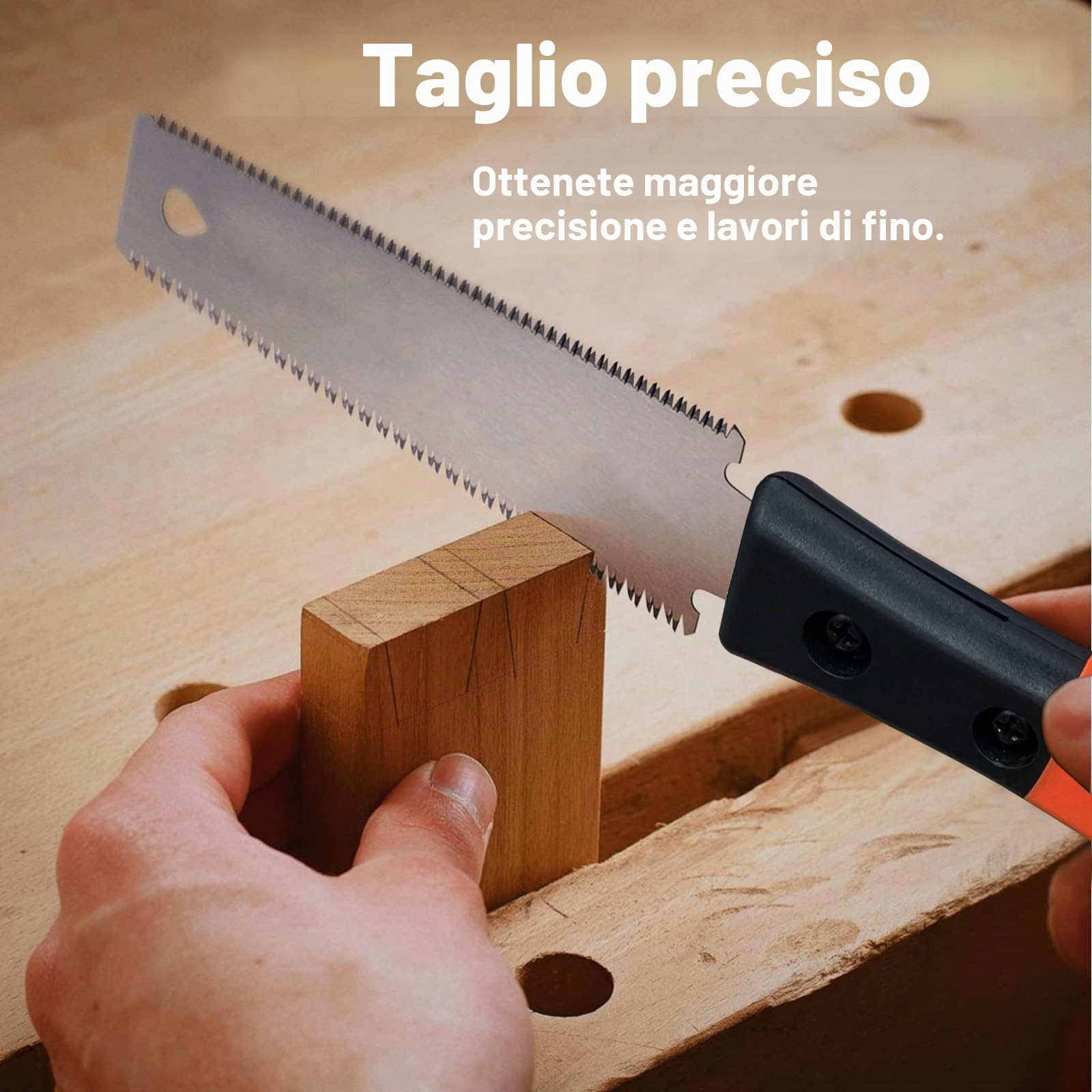 Sega giapponese per Legno, Seghetto Manuale Piccola con Lama a dOppio Taglio, Impugnatura Antiscivolo in Acciaio al Carbonio, Perfetta per Falegnameria e fai da te SURFOU
