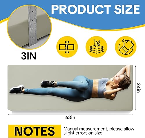 Miniatura 2 de MABOZOO Tapete de yoga de 3 pulgadas de grosor, 68 x 24 pulgadas, extra grueso, de piel sintética, cojín de gimnasia de espuma de alta densidad para
