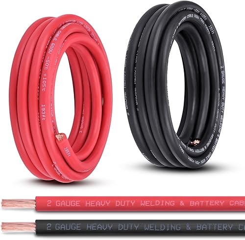 Miniatura 19 de Cable de Batería Calibre 2/0, 10 Pies Rojo + 10 Pies Negro 2/0 AWG Cable de Alambre de Soldadura de Cobre Puro, para Automotriz, Batería, Solar y 10